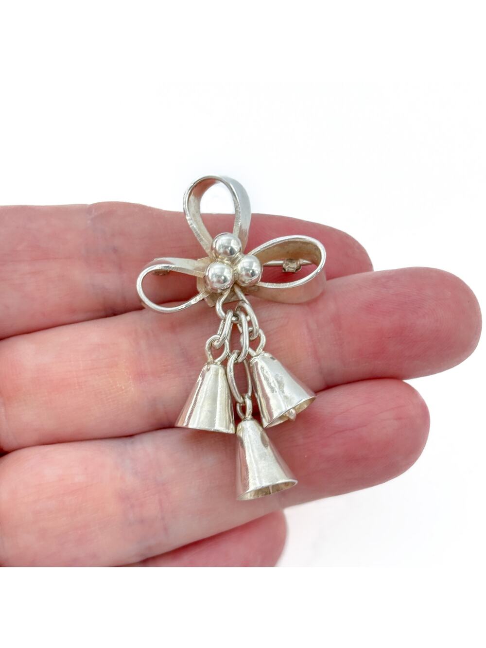 Vintage Sterling Silver 925 Bow Bells Brooch